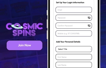 cosmic spins sign up uk